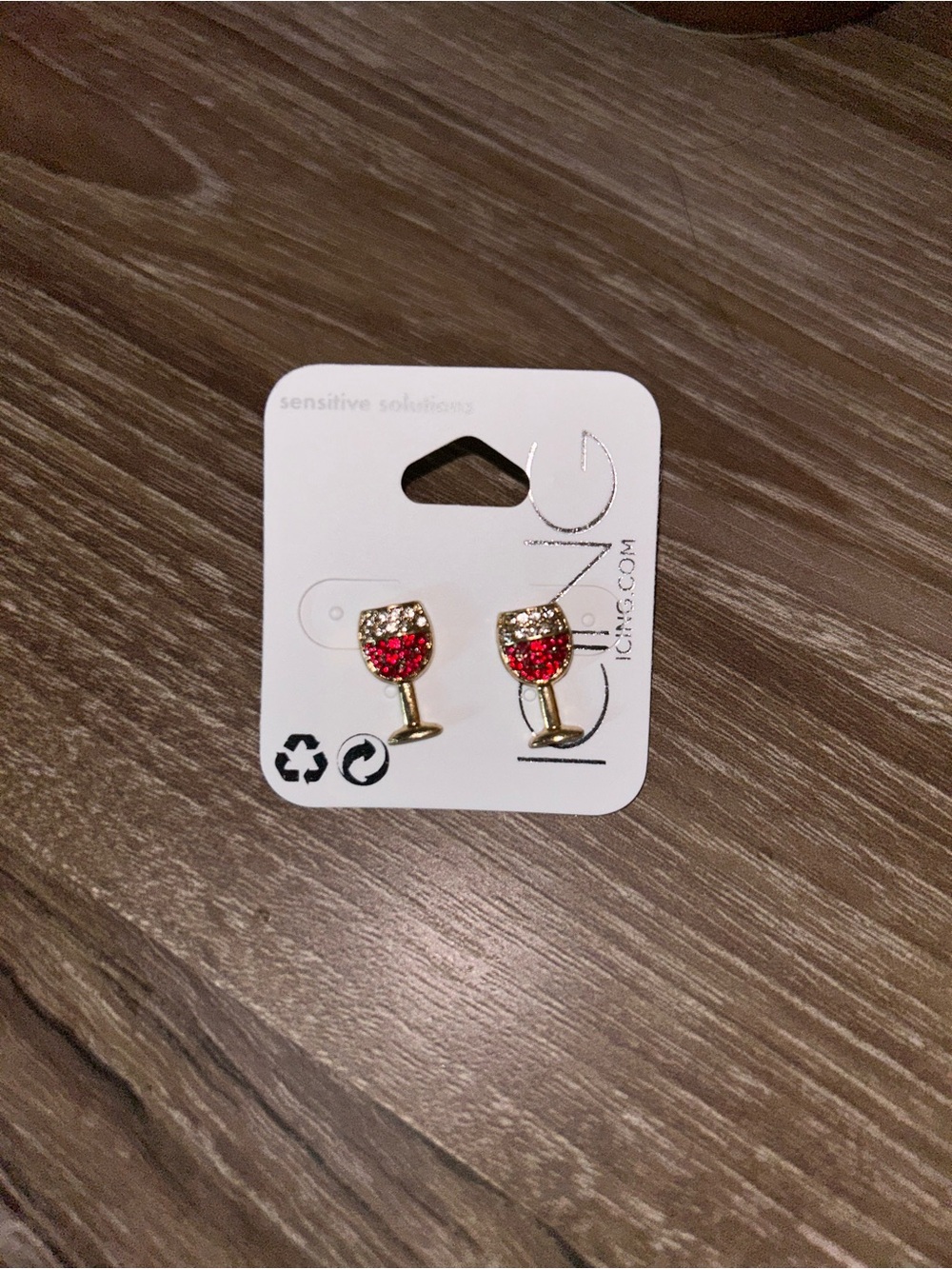 Icing Red and Gold Wine Glass Stud Earrings